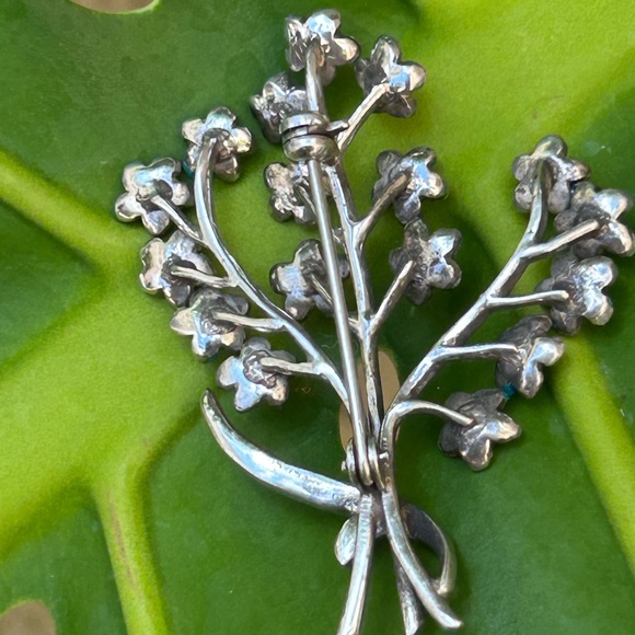 Vintage 1930s Germany Sterling Silver Enamel Marcasite Flower Bouquet Brooch pin